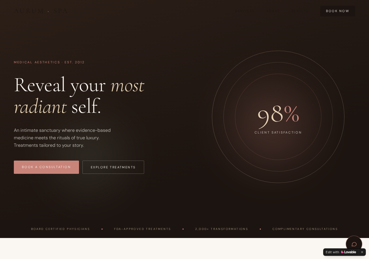 Aurum Spa website preview